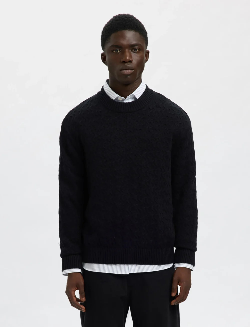 Philip LS Knit Relaxed Crew Neck - Selected
