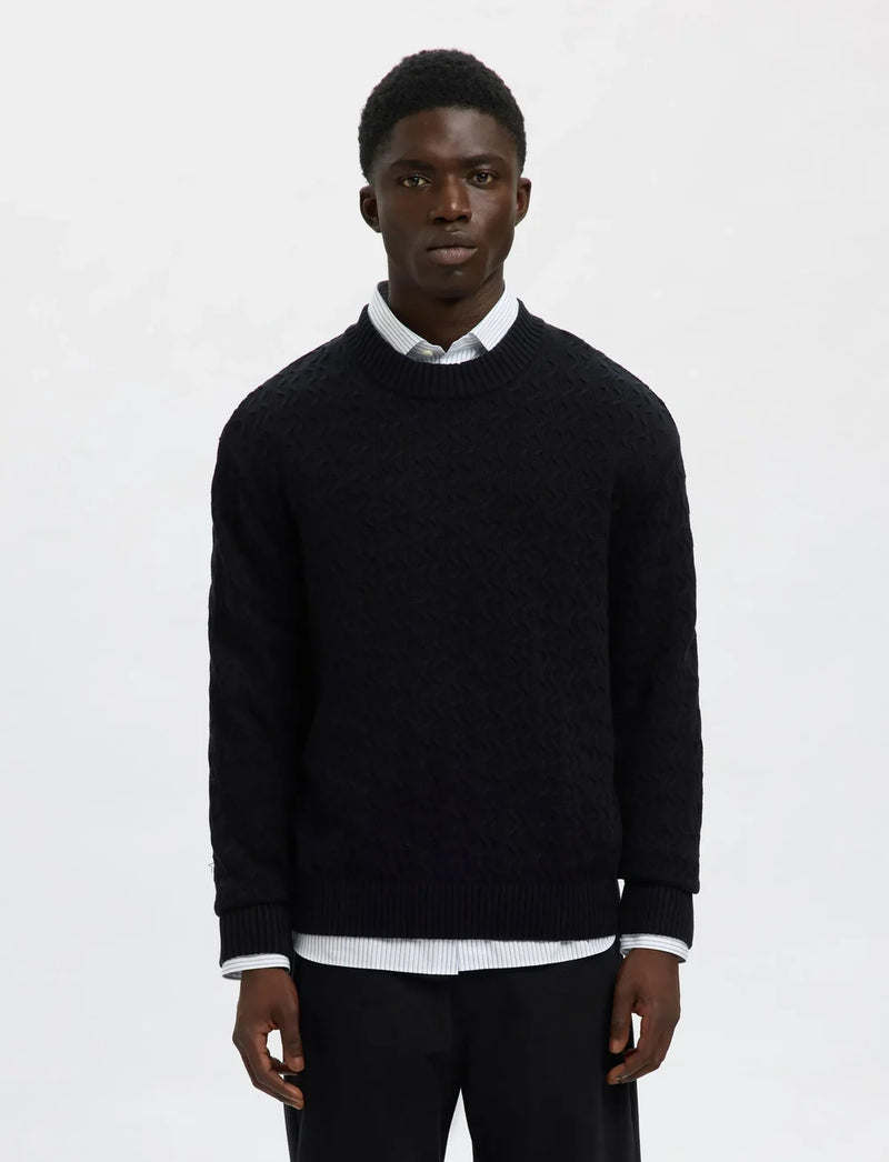 Philip LS Knit Relaxed Crew Neck - Selected
