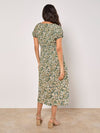 Watercolour Ditsy Milkmaid Midi Dress - Apricot
