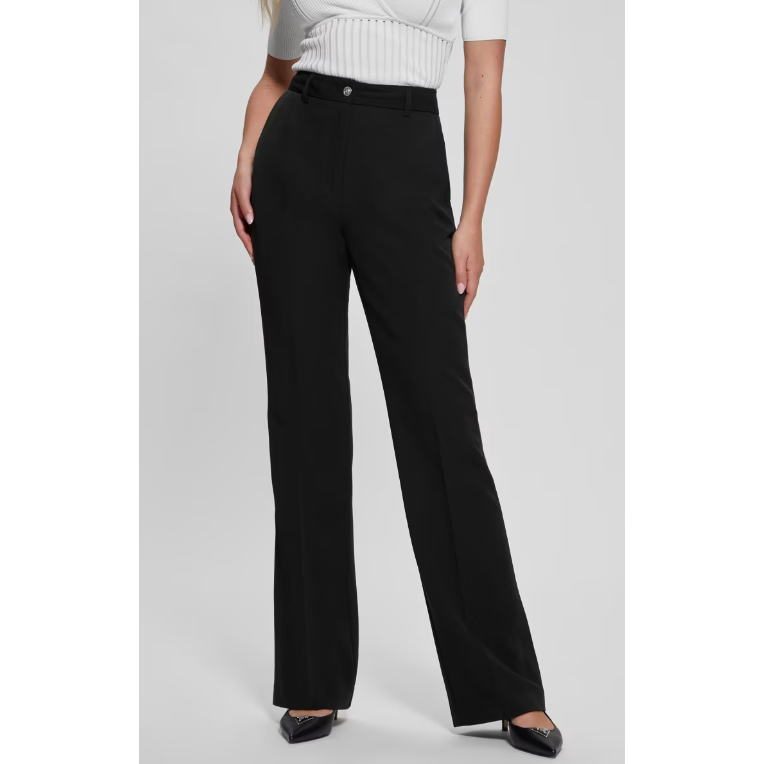 Asoran Women's Black Dress Pants High Waist Ponte Knit Tuxedo Pants Stretch  Straight Slacks with Leather Stripe : : Clothing, Shoes 