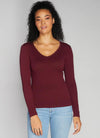 Seamless Rib V Neck Top - C'est Moi