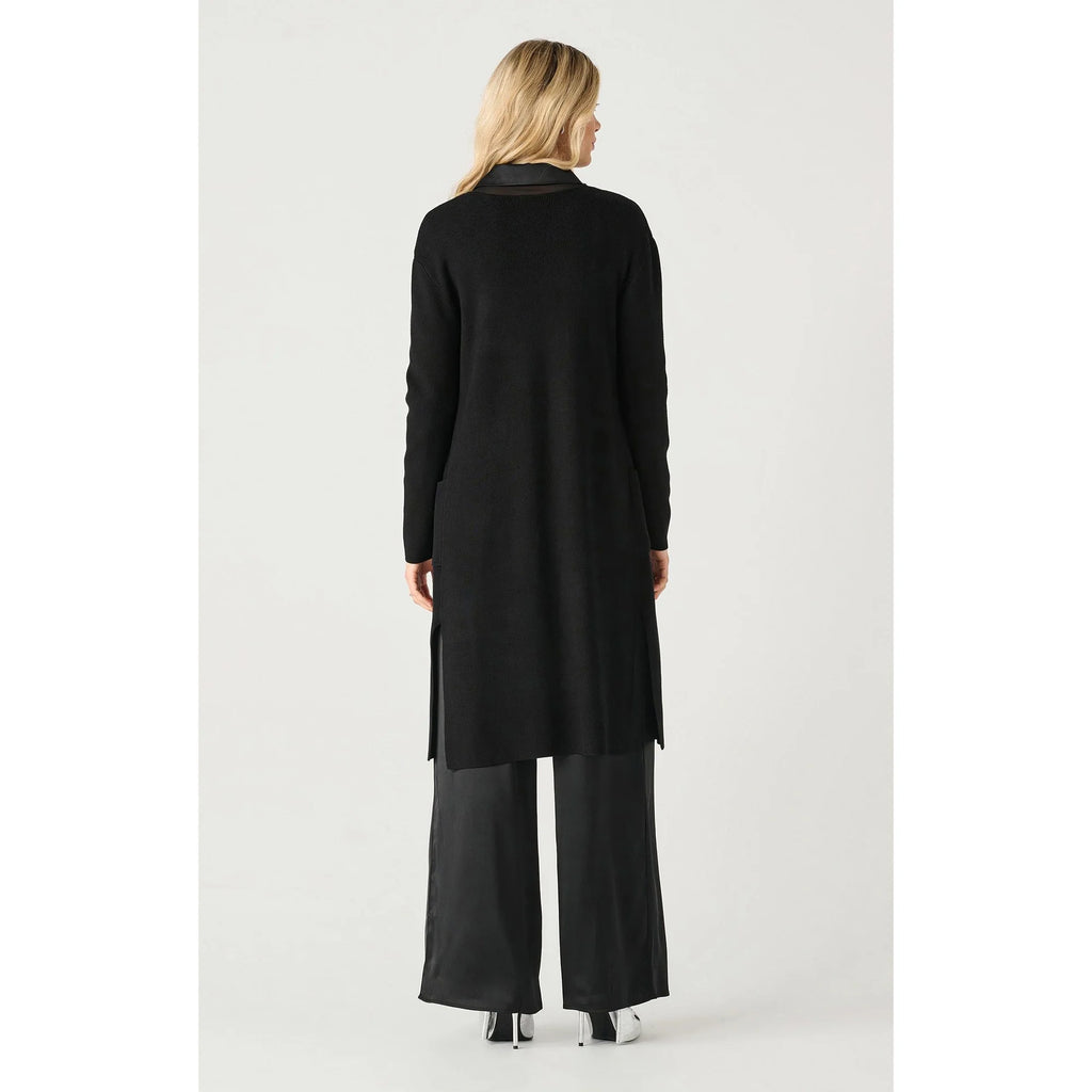 LS Longline Open Cardigan - Black Tape