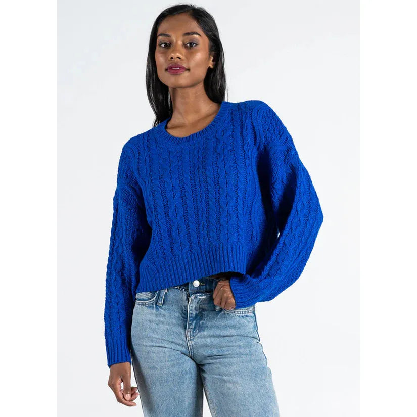 Crop Cable Knit Sweater - C'est Moi