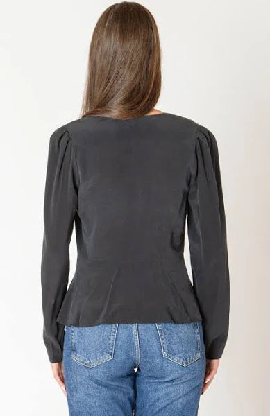 Peplum Detail Blouse - Black Tape
