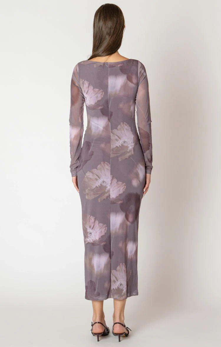 Printed Mesh Maxi Dress - Black Tape