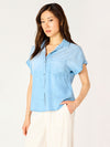Short Sleeve Button down Blouse - Black Tape