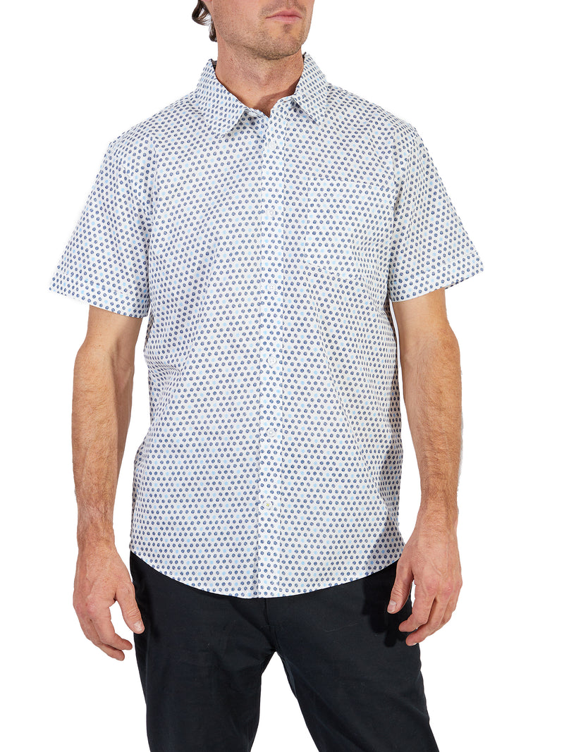 Geometric Print SS Shirt - Silver