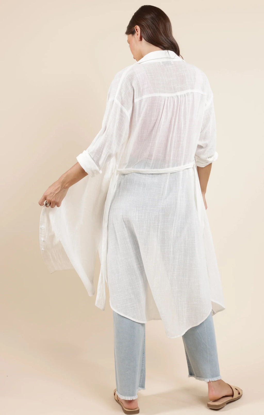 So Cal Button Up Duster Shirt Dress - Sadie & Sage