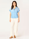 Short Sleeve Button down Blouse - Black Tape
