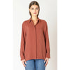 Button Back Flowy Blouse - Black Tape