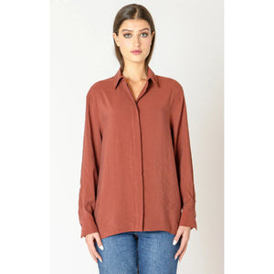 Button Back Flowy Blouse - Black Tape