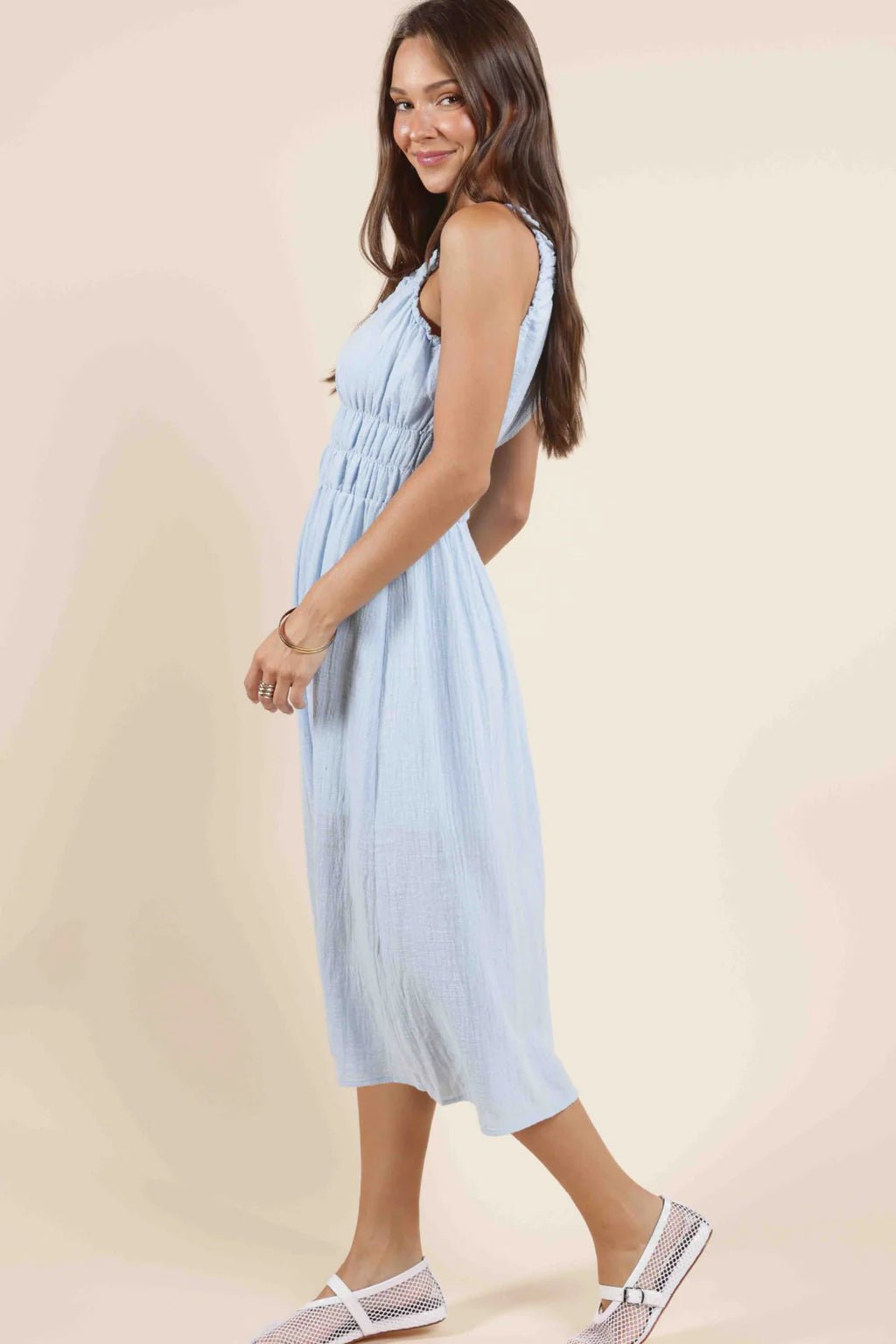 So Cal Scrunchy Details Midi Dress - Sadie & Sage