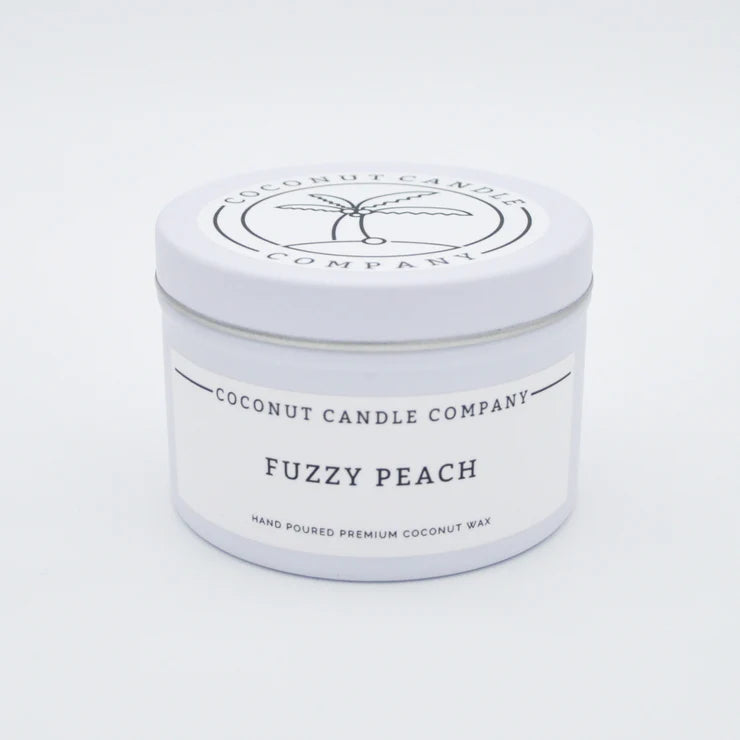 Fuzzy Peach 8oz Metal Tin - Coconut Candle Company