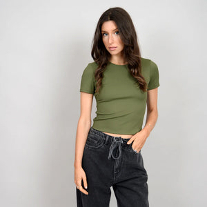 Roxi Rib Round Neck Tee - RD