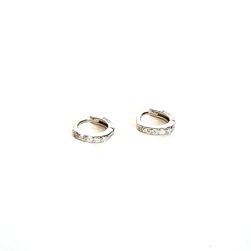 Silver Stone Huggie Earrings - Royce & Oak