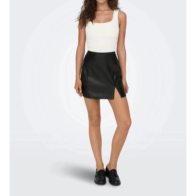 Leni Faux Leather Slit Skirt - Only