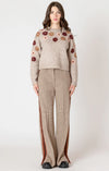 Crewneck Floral Applique Sweater - Black Tape