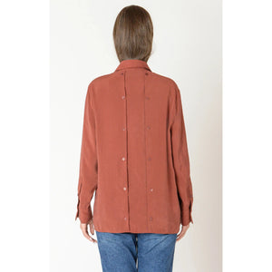 Button Back Flowy Blouse - Black Tape
