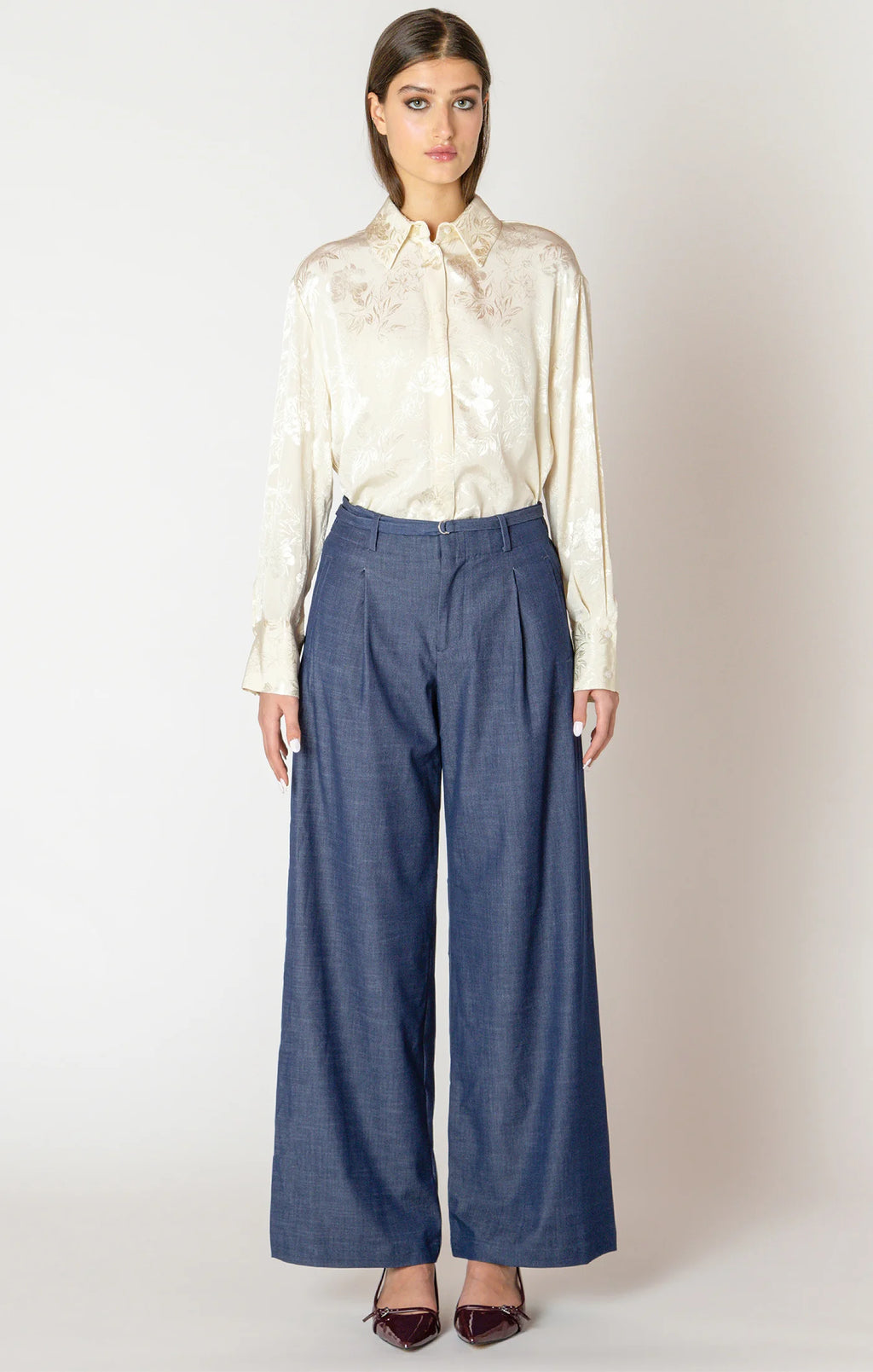 Belted Denim Effect Pant - Black Tape