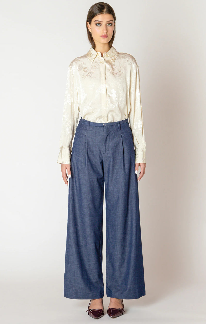 Belted Denim Effect Pant - Black Tape