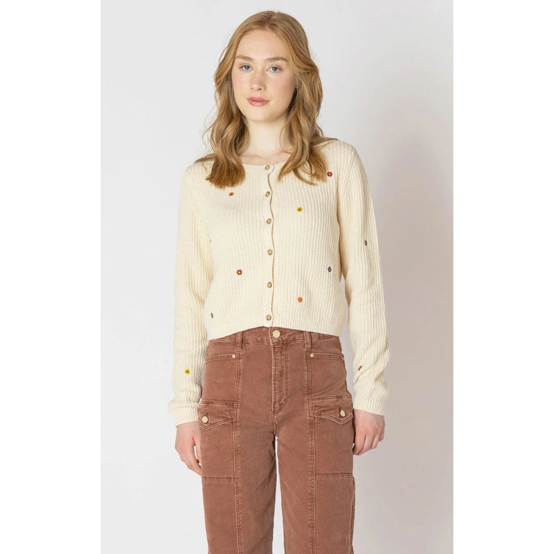 Embroidered Crewneck Cardigan - Dex