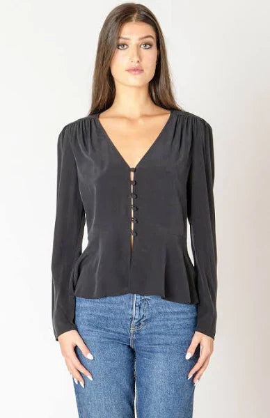 Peplum Detail Blouse - Black Tape