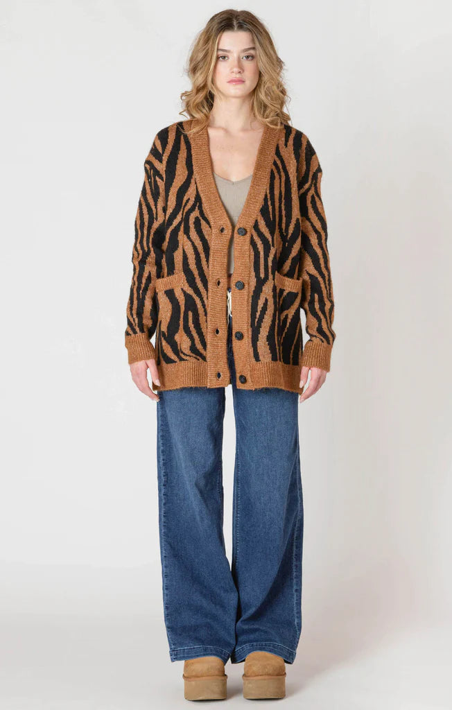 Button Front Patterned Cardigan - Room 34
