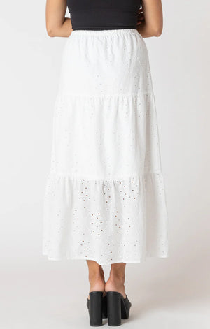 Embroidered Eyelet Maxi Skirt - Dex