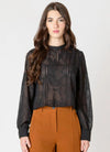 Embroidered Lace Insert Top - Black Tape
