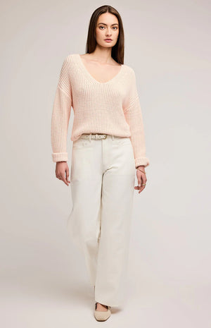 Spencer V-Neck Knit Sweater - Gentle Fawn