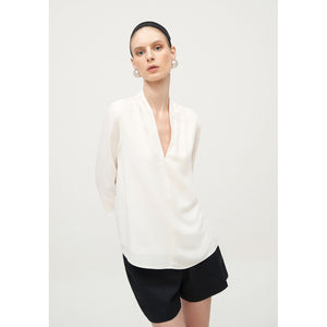 V Neck Crepe Blouse - Lez A Lez