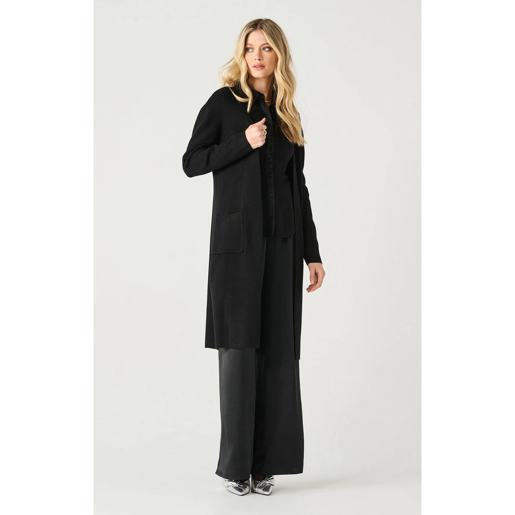 LS Longline Open Cardigan - Black Tape