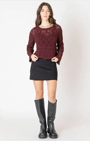 Open Stitch Wavy Hem Sweater - Dex