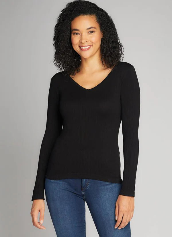 Seamless Rib V Neck Top - C'est Moi