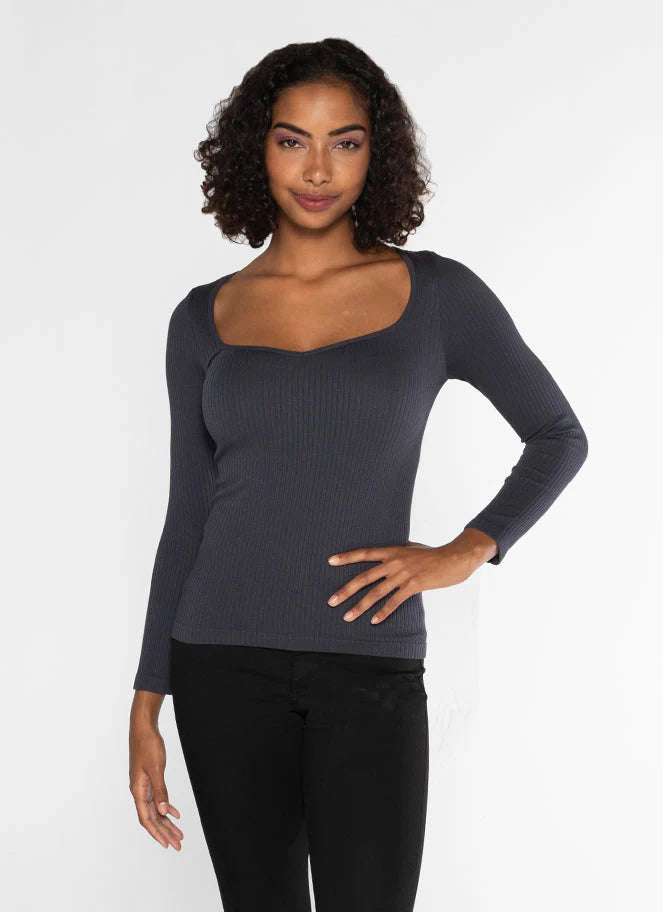 Seamless Rib L/S Sweetheart Top - Z Supply