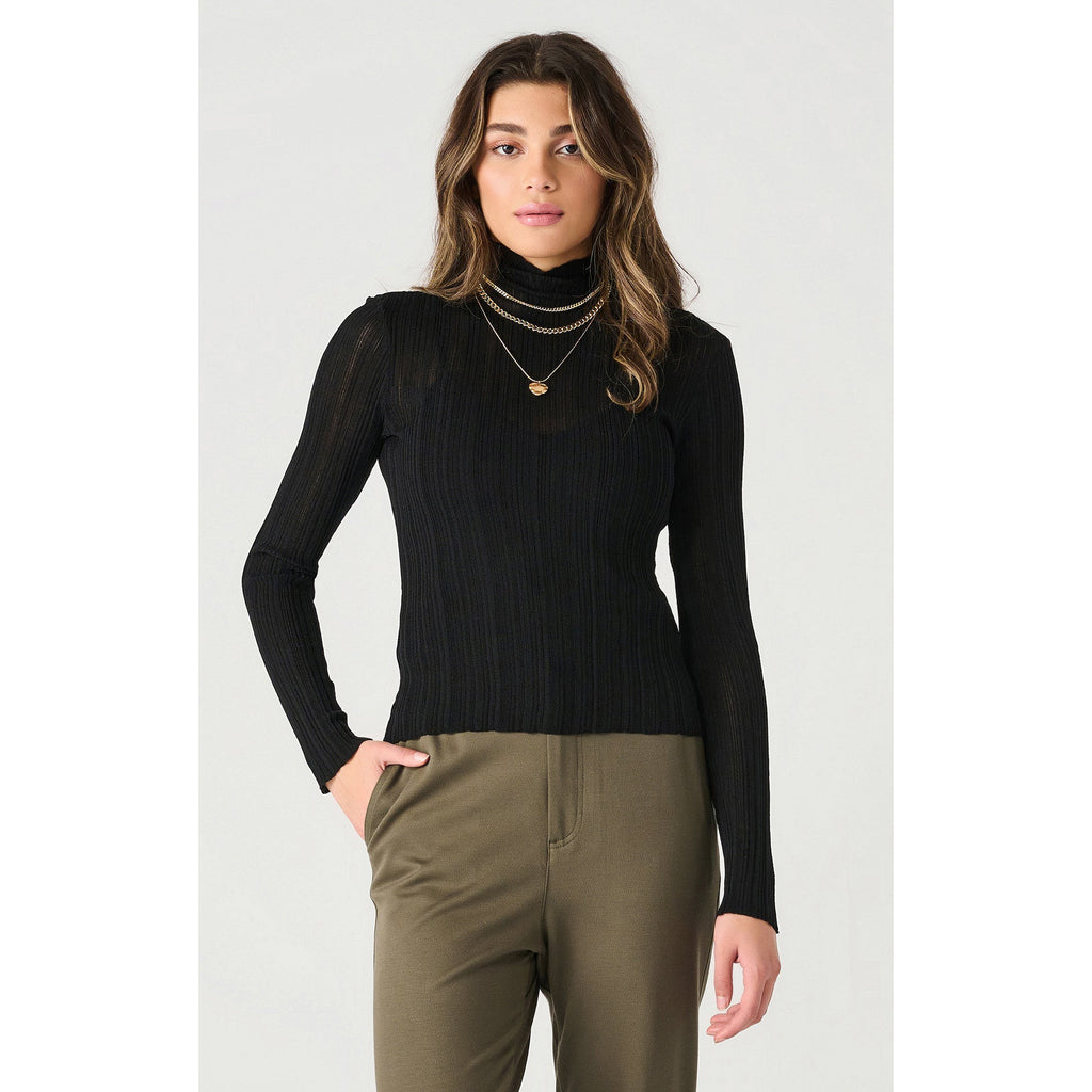 LS Mock Neck Ribbed Top - Dex