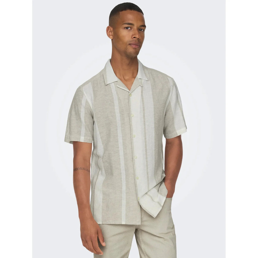 Caiden Life Stripe Linen Resort SS Shirt - Only & Sons