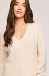 Lisbon V-Neck Knit Sweater - Gentle Fawn