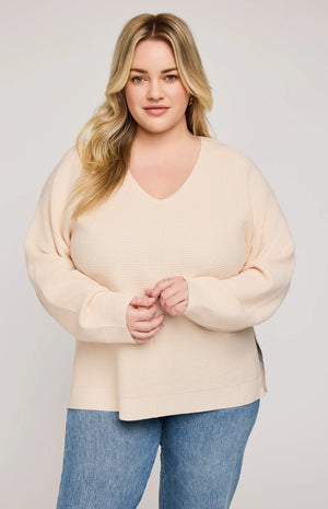 Lisbon V-Neck Knit Sweater - Gentle Fawn