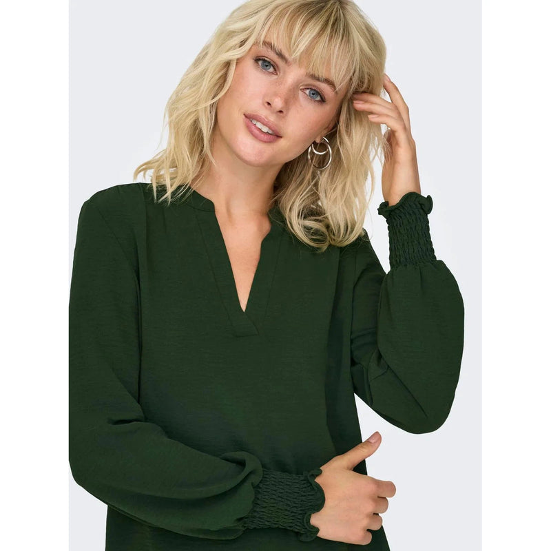 Mette V-Neck LS Smock Top - Only