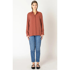 Button Back Flowy Blouse - Black Tape