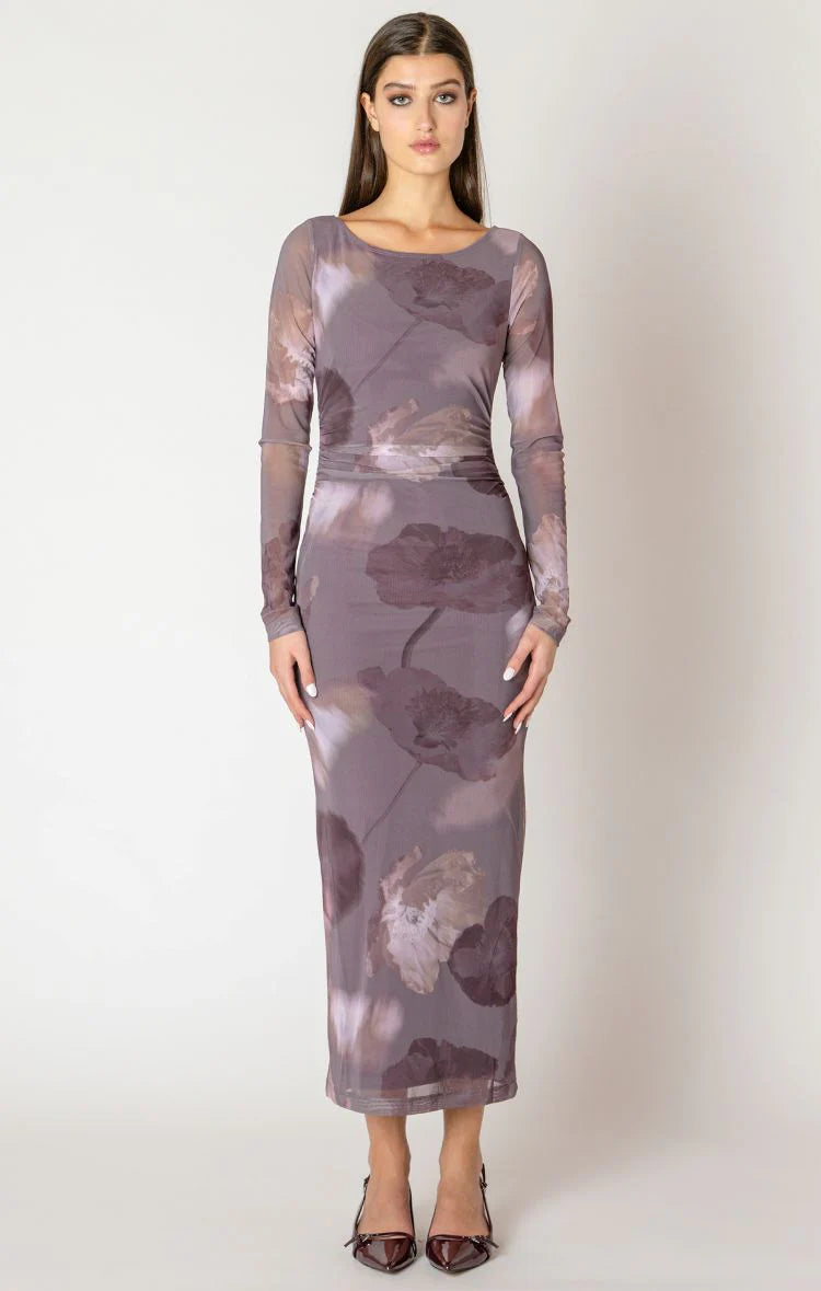 Printed Mesh Maxi Dress - Black Tape