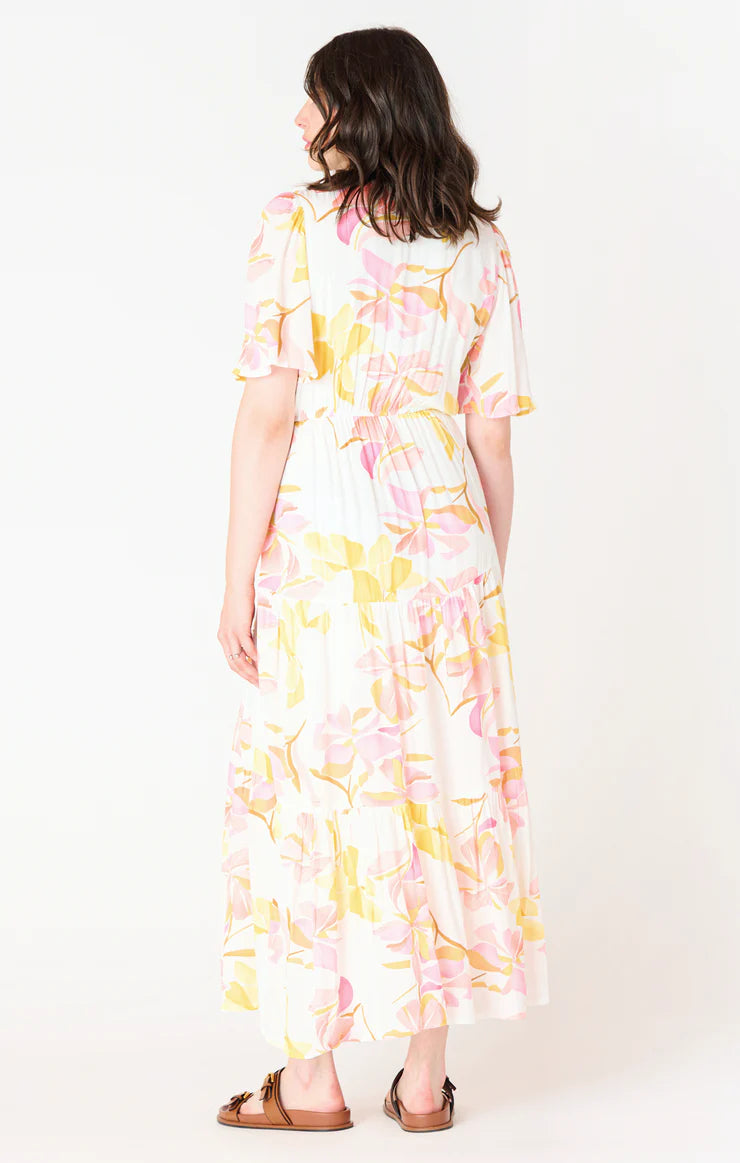 Flutter Sleeve Tiered Maxi Dress - Black Tape