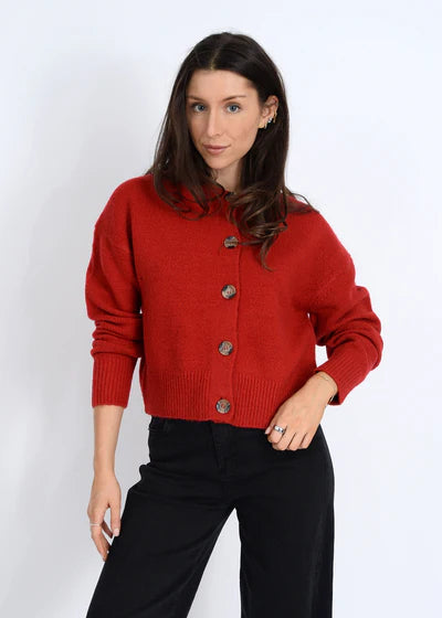 Kohana LS Crew Neck Cardigan - RD