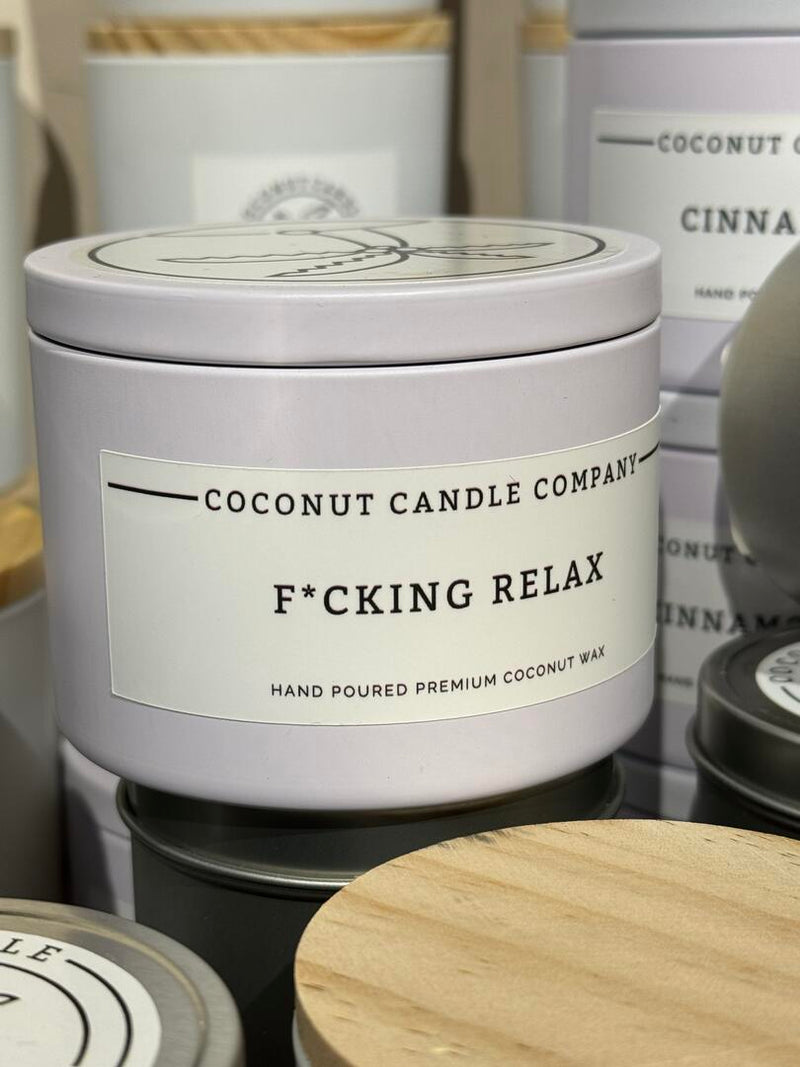 F*cking Relax 8oz Metal Tin - Coconut Candle Company
