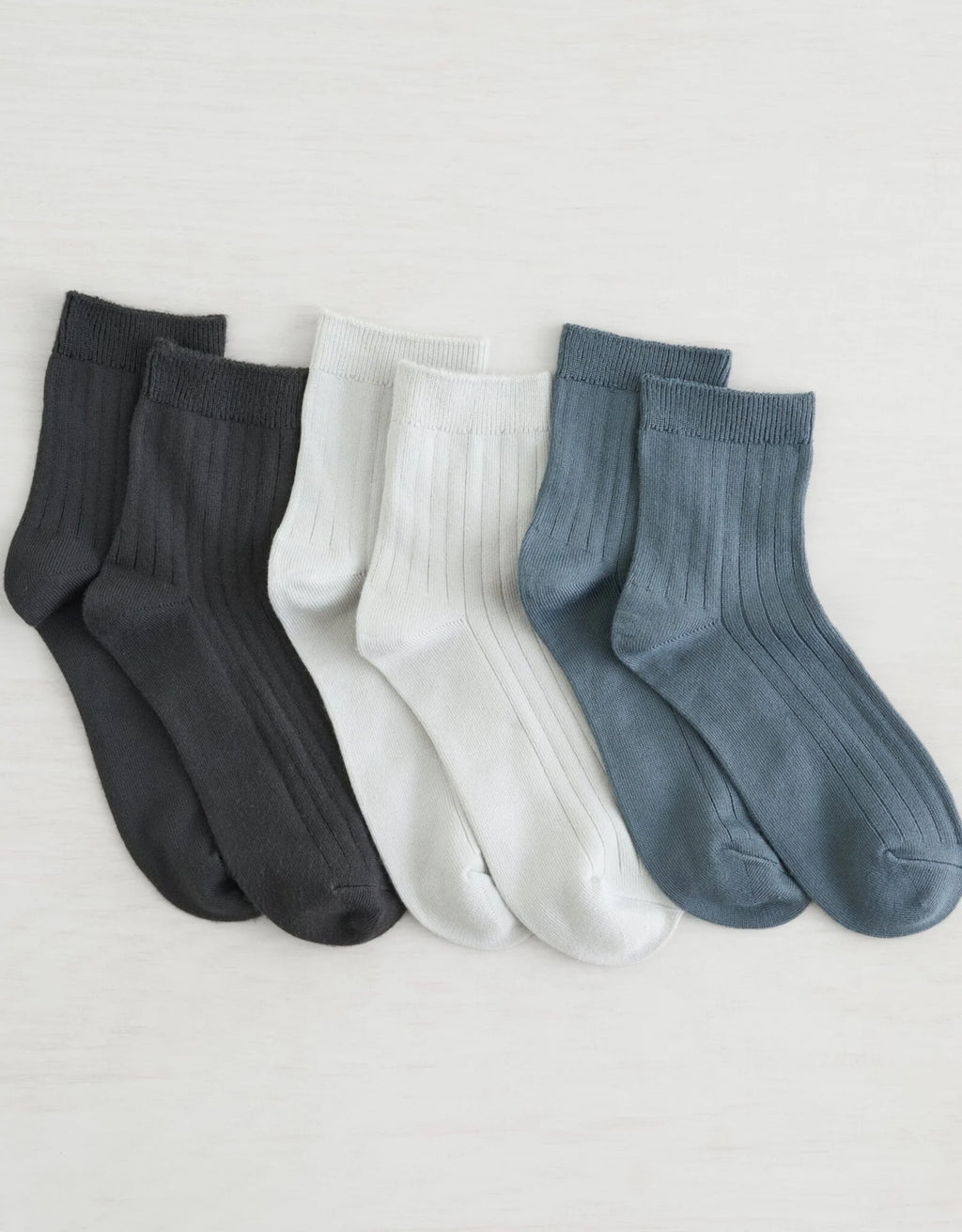 3Pk Non Terry Powder Rib Qtr Crew - Lemon