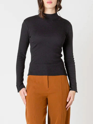 Ribbed Mockneck Top - Black Tape