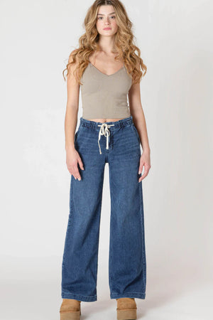 Wide Leg Knit Denim Pant - Room 34