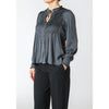 LS Pintuck Blouse - Black Tape