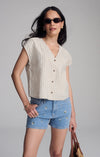 V-Neck Short Sleeve Button Shirt - Mavi